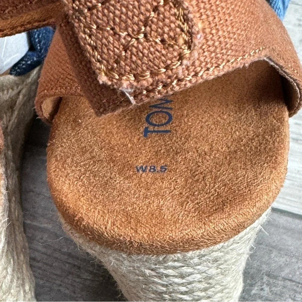 Tom’s Marisela wedge heel sandal espadrille blue NWT size 8.5